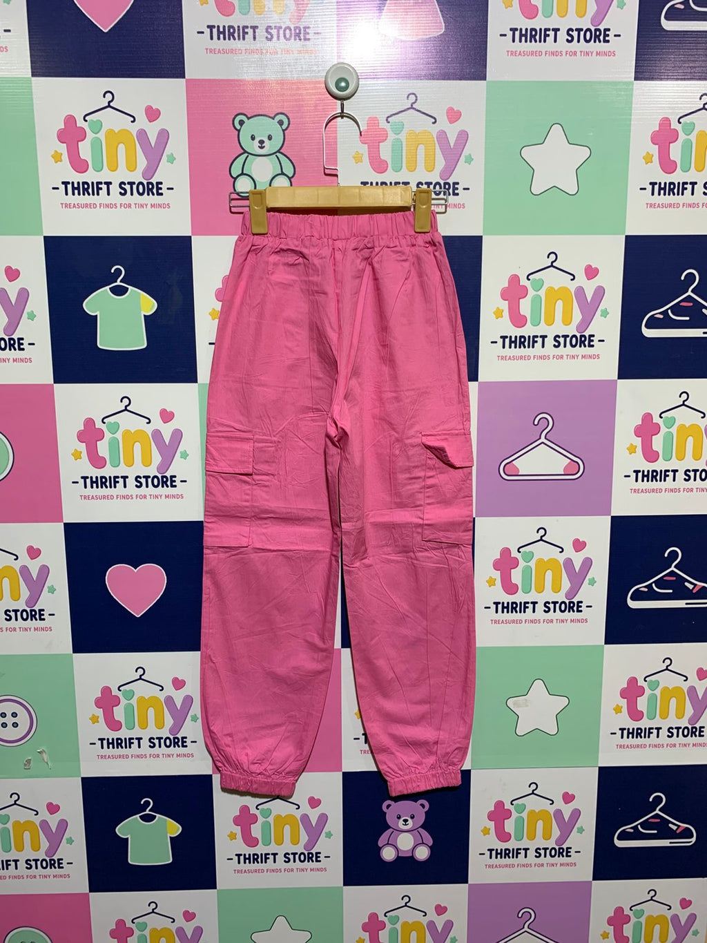 SHEIN Girls Bubblegum Pink Lightweight Cargo Joggers - Size Estimated Age 10 Years AB1
