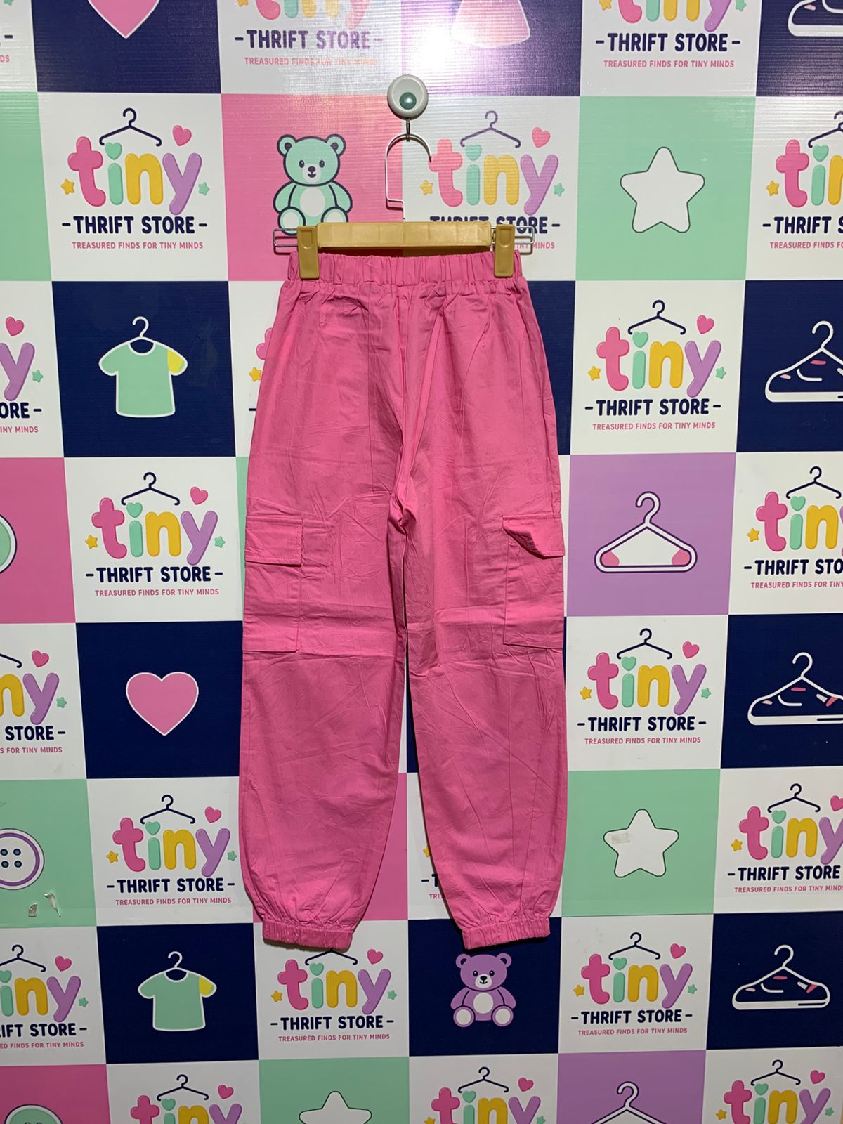 SHEIN Girls Bubblegum Pink Lightweight Cargo Joggers - Size Estimated Age 10 Years AB1