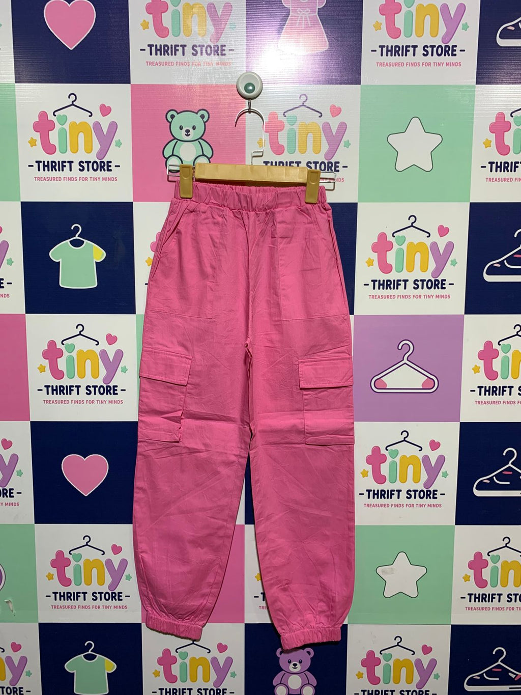 SHEIN Girls Bubblegum Pink Lightweight Cargo Joggers - Size Estimated Age 10 Years AB1