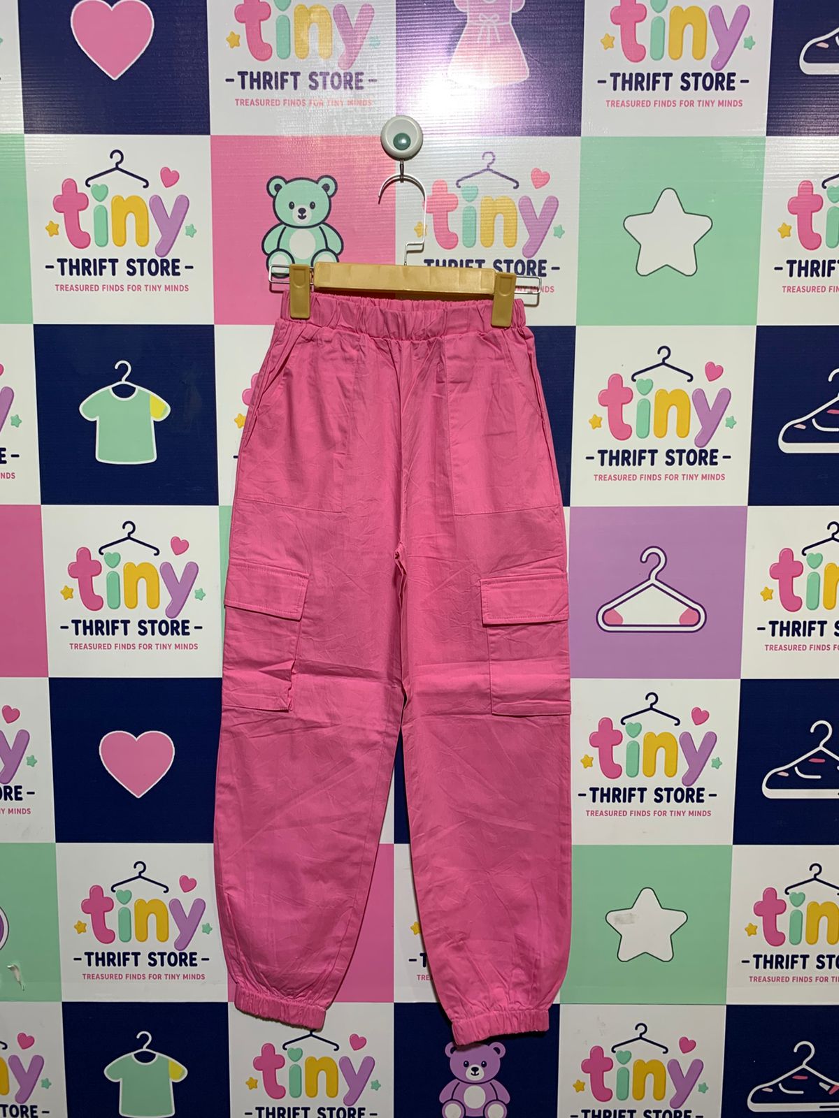 SHEIN Girls Bubblegum Pink Lightweight Cargo Joggers - Size Estimated Age 10 Years AB1