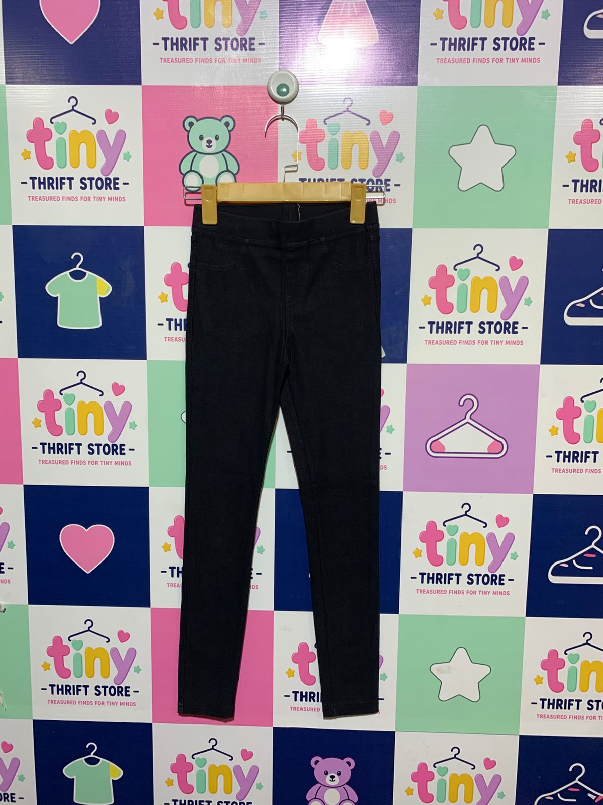 H&M Girls Solid Black High-Stretch Denim Jeggings - Size Estimated Age 10 Years AB1