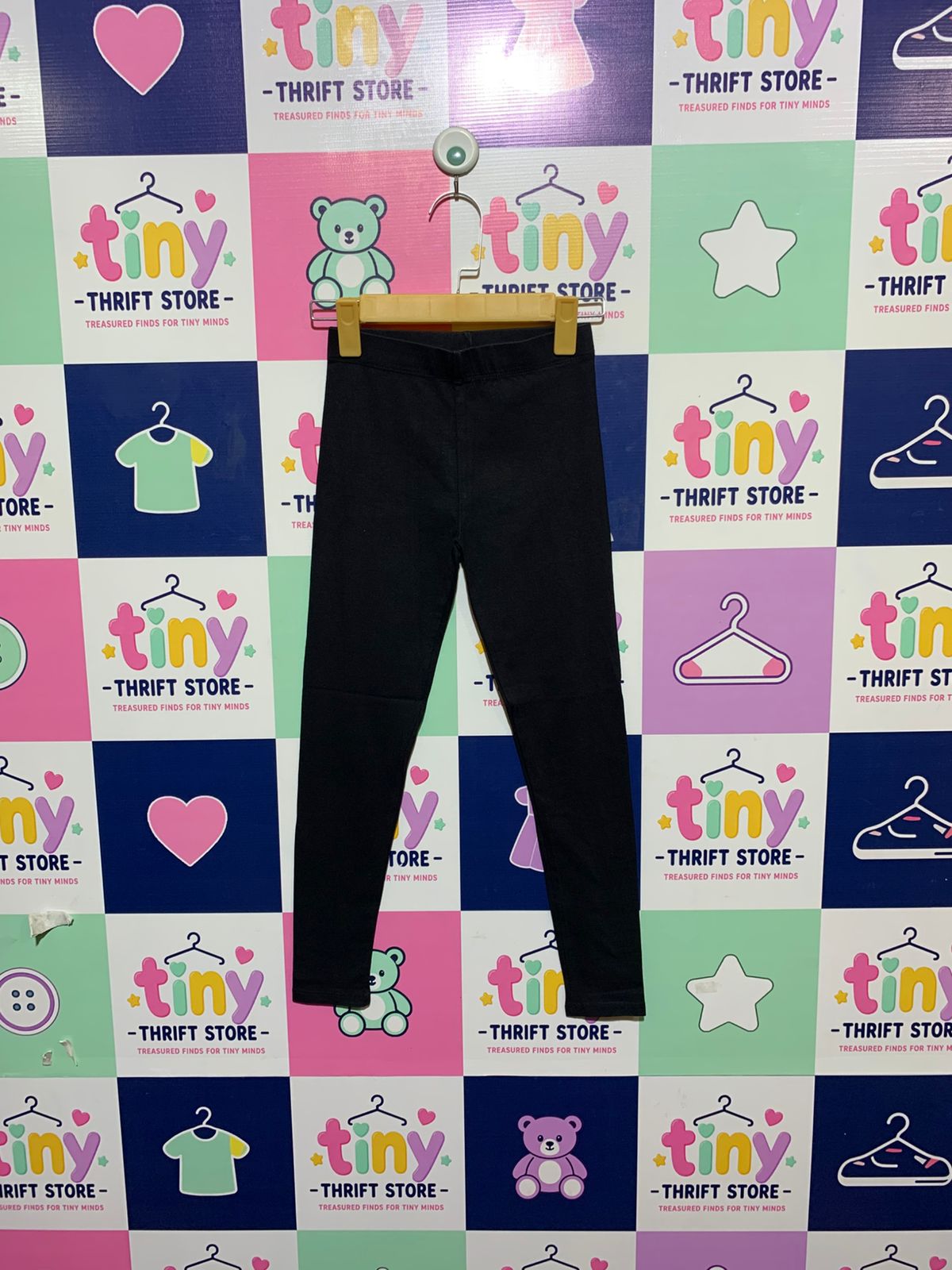 Page One Young Girls Essential Solid Black Soft-Stretch Leggings - Size Estimated Age 8-10 Years AB1