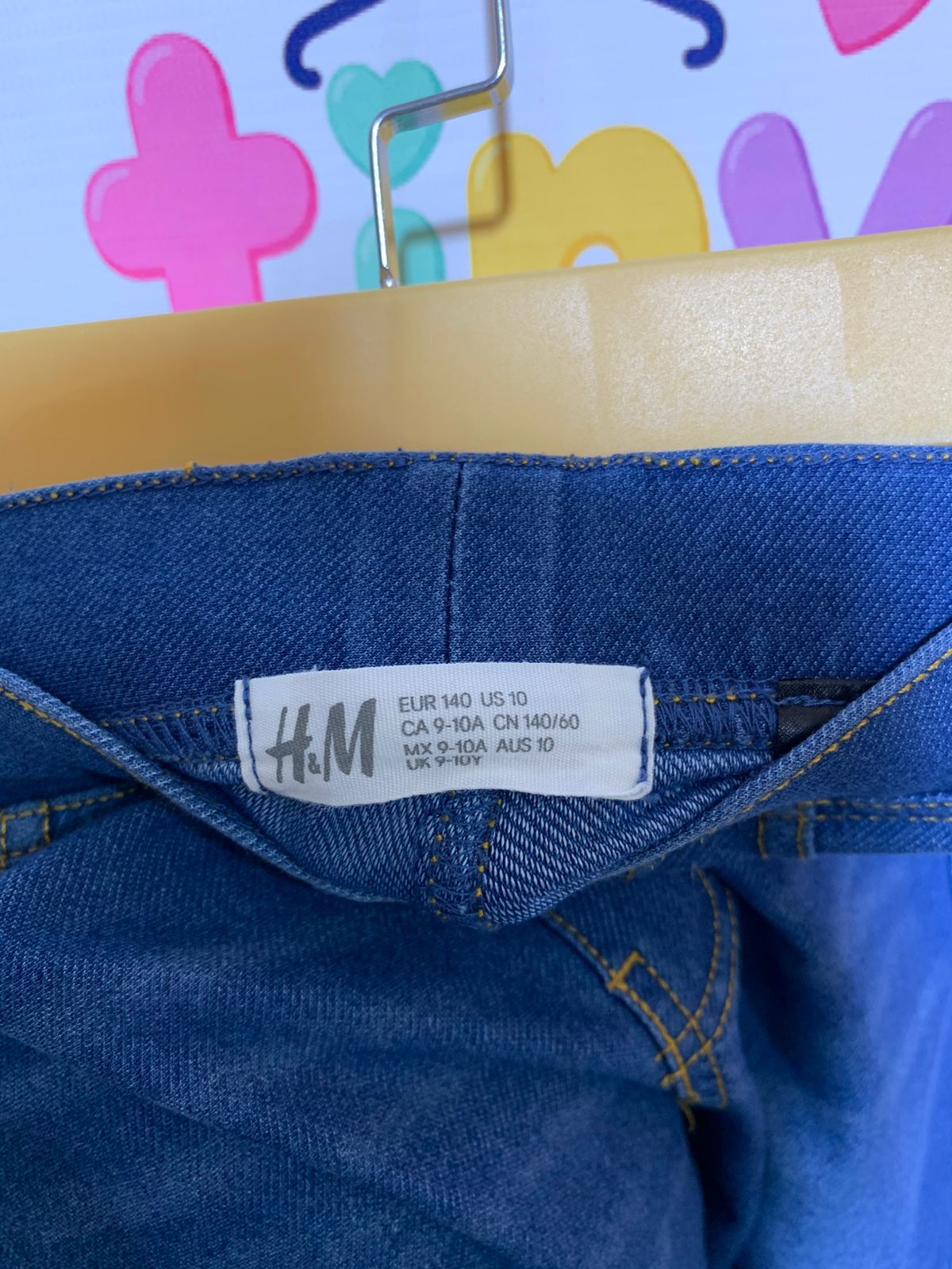 H&M Girls Medium Wash High-Stretch Denim Jeggings - Size Estimated Age 10 Years AB1