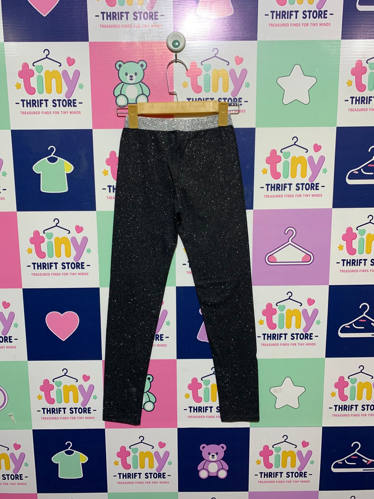 Cuidado con el Perro Kids Black Sparkly Glitter Leggings - Size Estimated Age 10 Years AB1