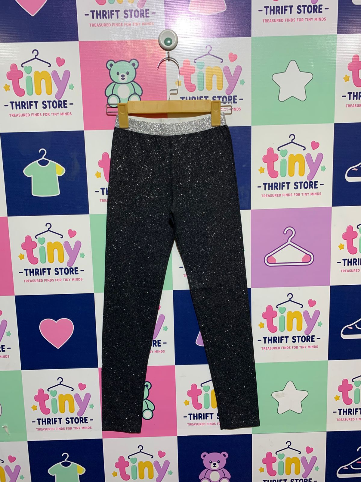 Cuidado con el Perro Kids Black Sparkly Glitter Leggings - Size Estimated Age 10 Years AB1