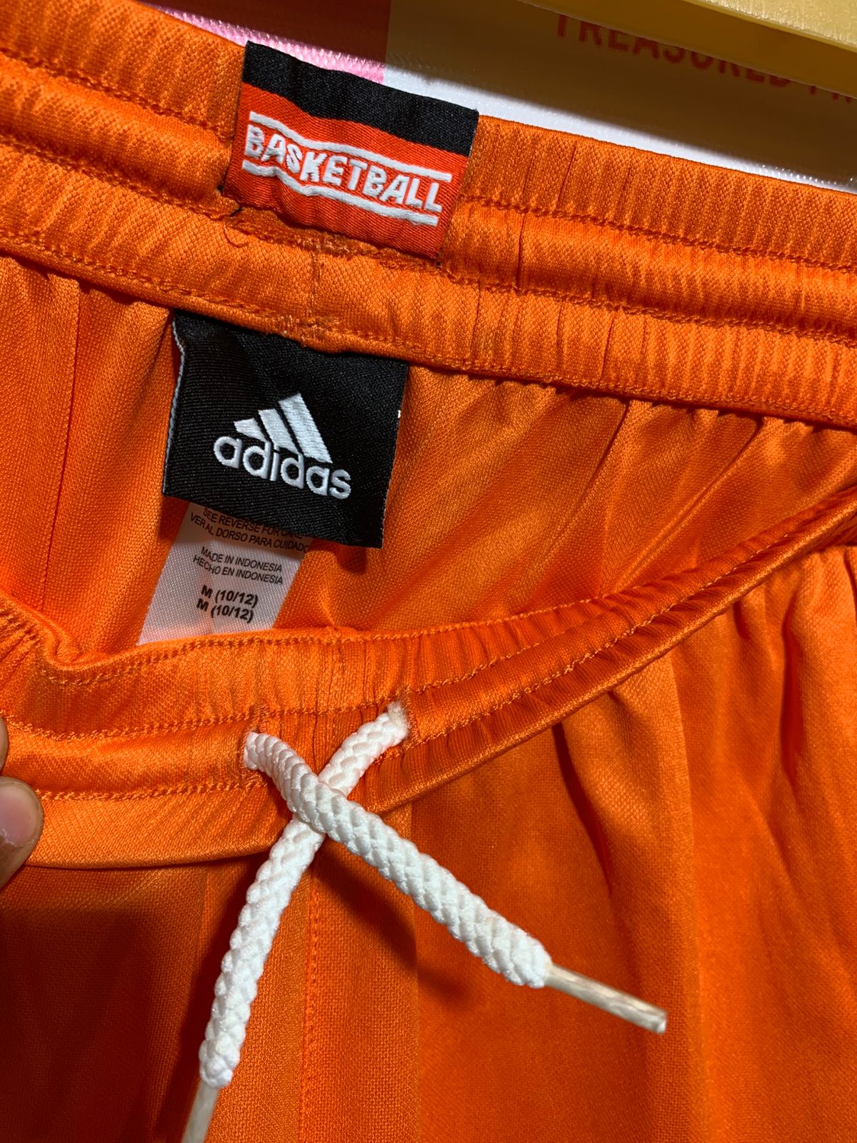 Adidas Boys Orange Basketball Shorts with Contrast Panels - Size Medium (10-12) AB1