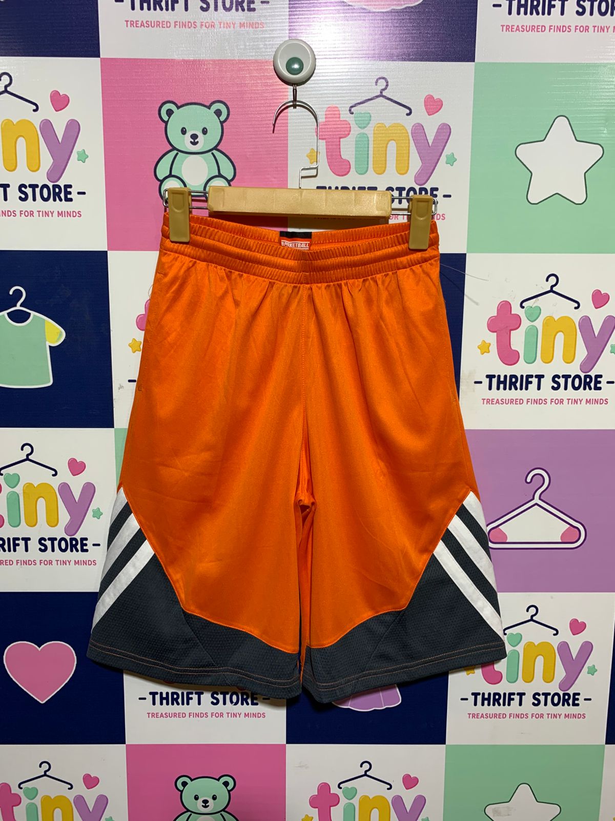 Adidas Boys Orange Basketball Shorts with Contrast Panels - Size Medium (10-12) AB1