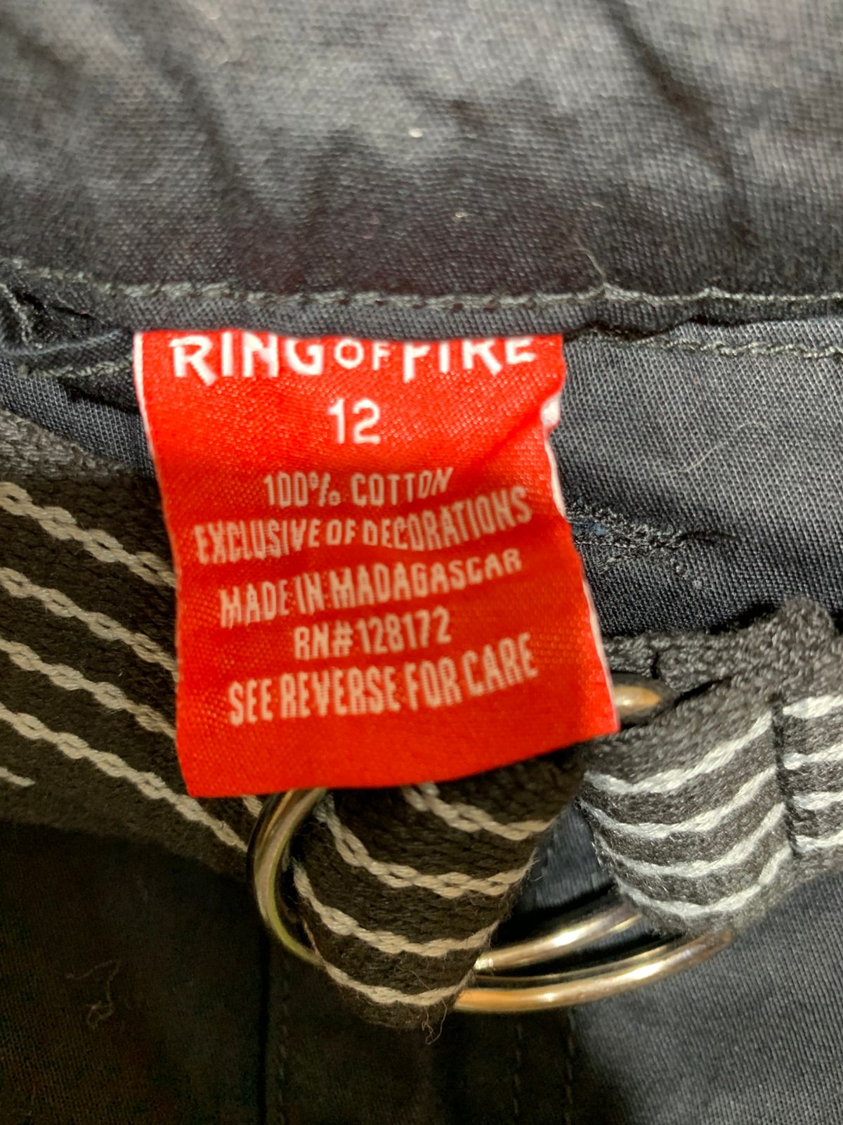 Ring of Fire Boys' Black Belted Cargo Shorts - Size 12 (Estimated Age 11-12Y) AB1