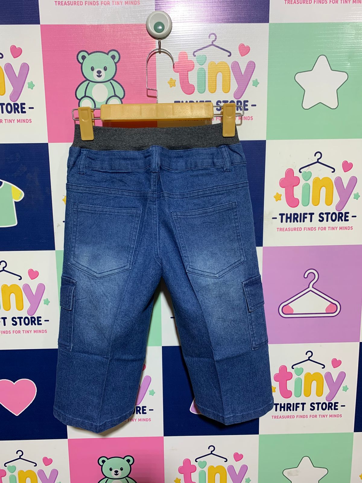 All Japan Women's & Children's Apparel Boys Blue Denim Cargo Shorts - Size 150 (Estimated Age 11-12Y) AB1