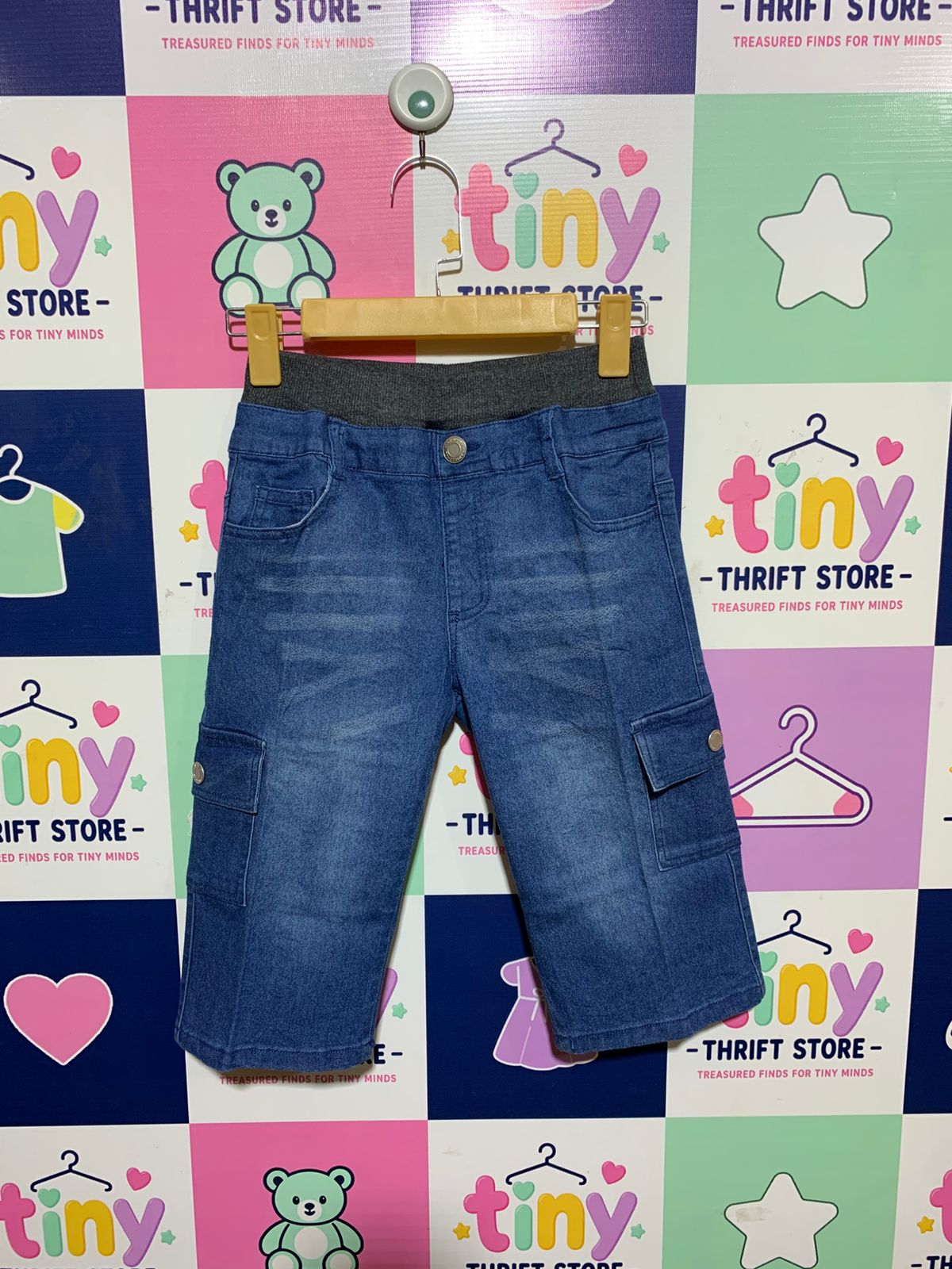 All Japan Women's & Children's Apparel Boys Blue Denim Cargo Shorts - Size 150 (Estimated Age 11-12Y) AB1
