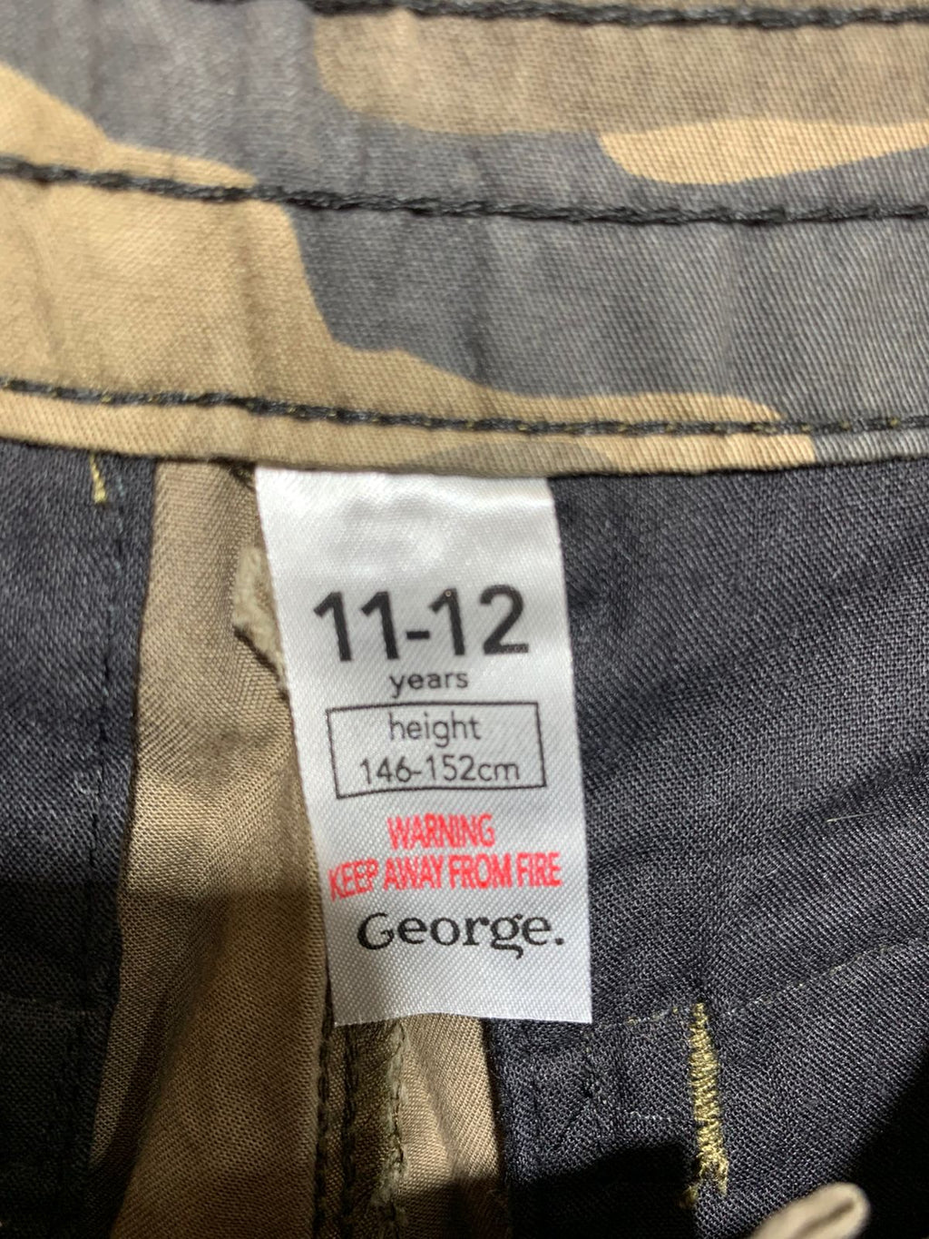 George. Boys Camo Cargo Shorts - Age 11-12 Years (Height 146-152cm) AB1