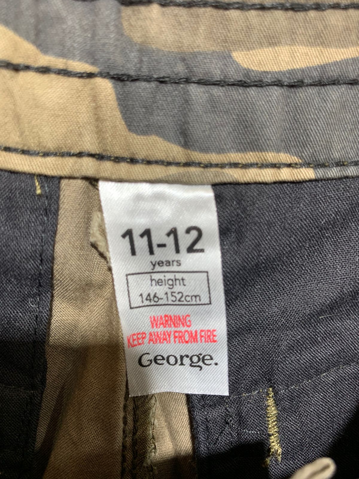 George. Boys Camo Cargo Shorts - Age 11-12 Years (Height 146-152cm) AB1