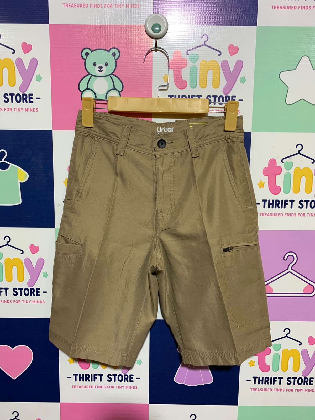 Urban Pipeline Boys Khaki "SuperStrong" Cargo Shorts - Size Estimated Age 12 AB1