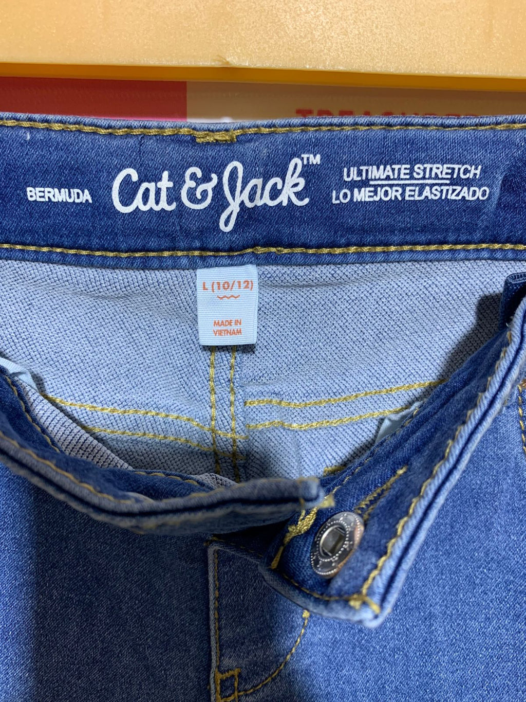 Cat & Jack Boys "Ultimate Stretch" Bermuda Denim Shorts - Size L (10/12) AB1