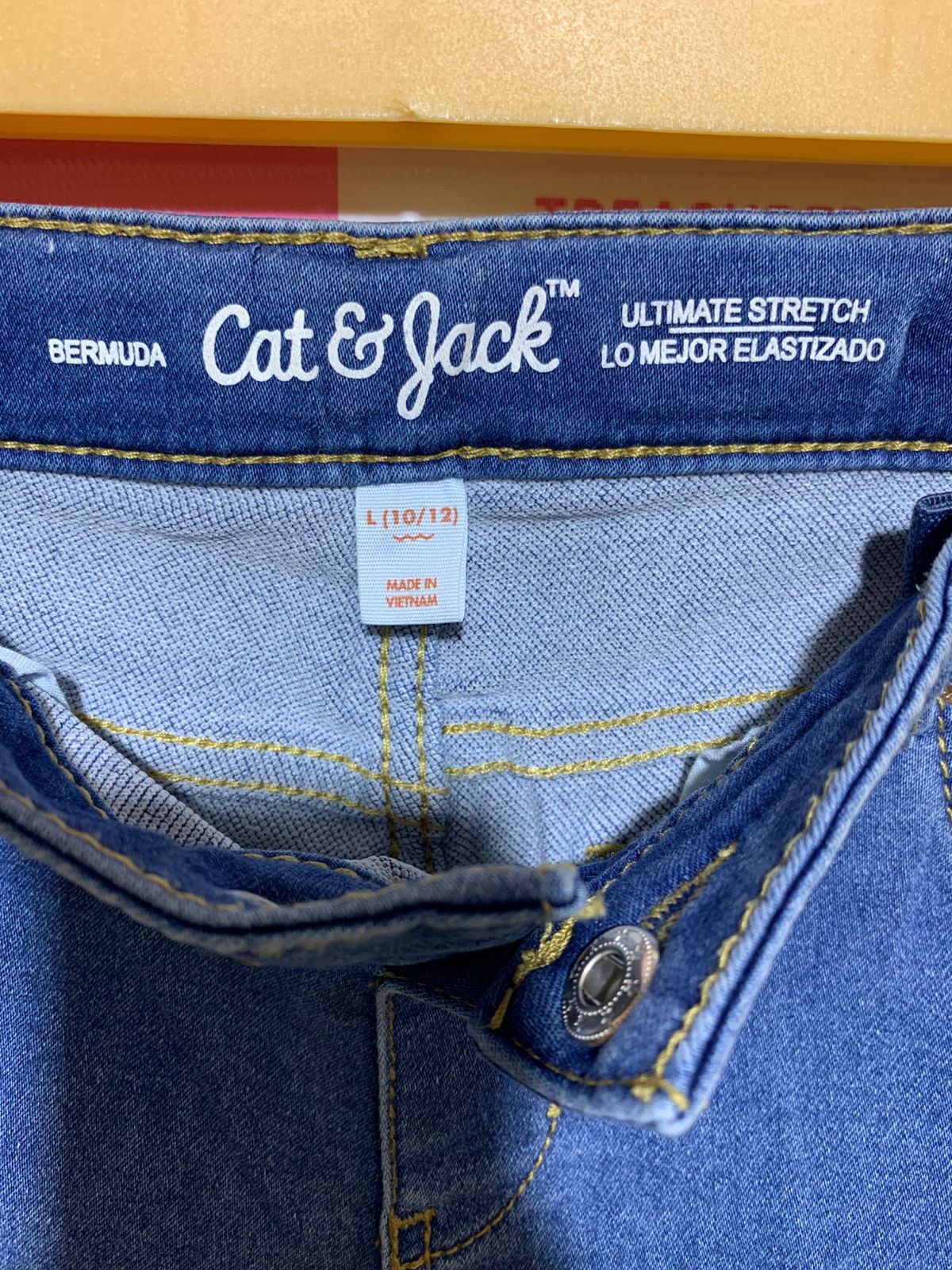 Cat & Jack Boys "Ultimate Stretch" Bermuda Denim Shorts - Size L (10/12) AB1