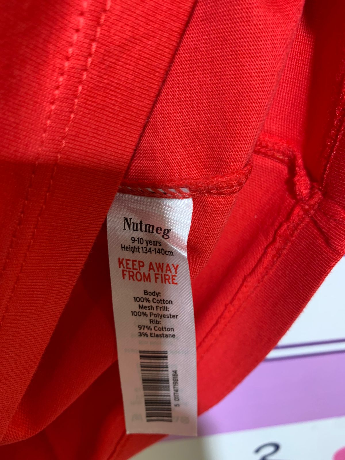 Nutmeg Girls Vibrant Red Mesh Frill Sleeve Tee - Size 9-10 Years (Height 134-140cm) AB1