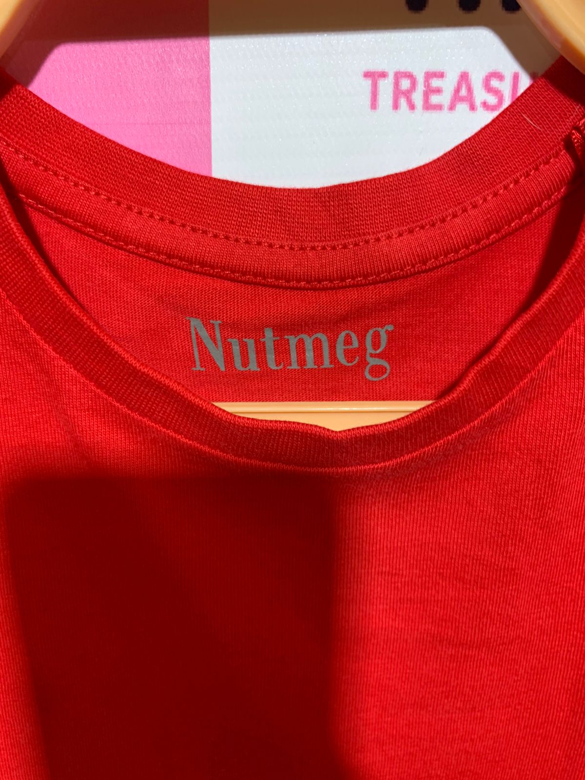 Nutmeg Girls Vibrant Red Mesh Frill Sleeve Tee - Size 9-10 Years (Height 134-140cm) AB1