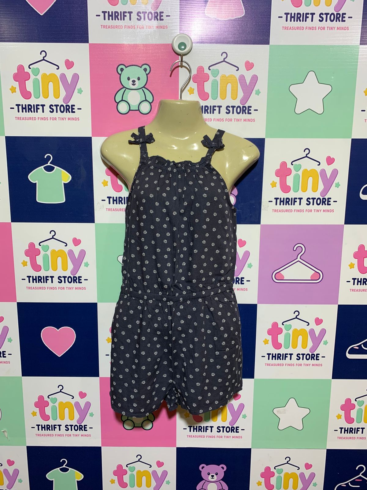 YIGGA Girls Navy Blue Shell Print Summer Romper - Size 134/140 (Estimated Age 9-10Y) AB1