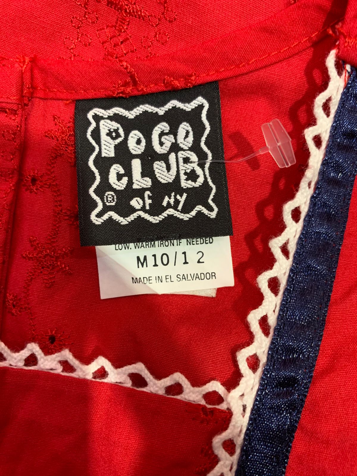 Pogo Club of NY Girls Red Embroidered Boho Bell-Sleeve Blouse - Size M 10/12 AB1