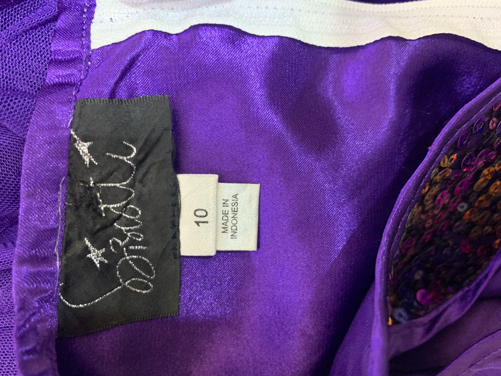 Kristi Purple Sequin Ruffle Party Dress - Size 10 AB1
