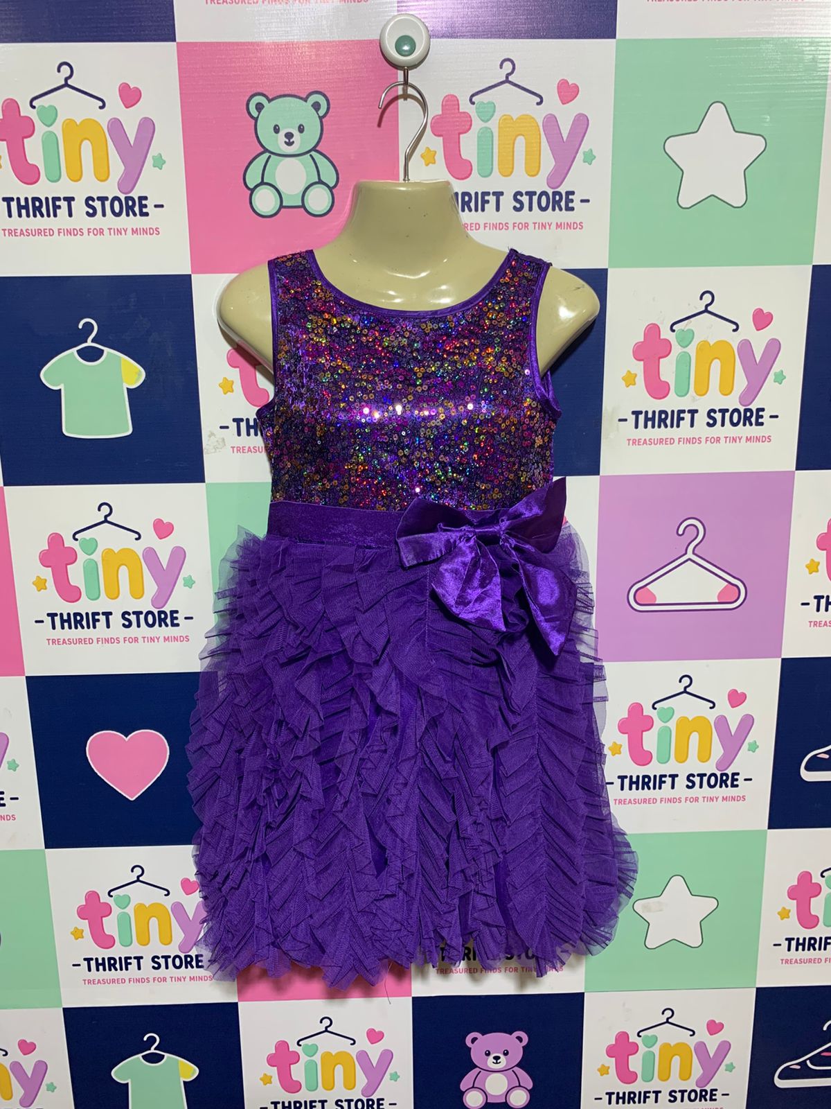 Kristi Purple Sequin Ruffle Party Dress - Size 10 AB1