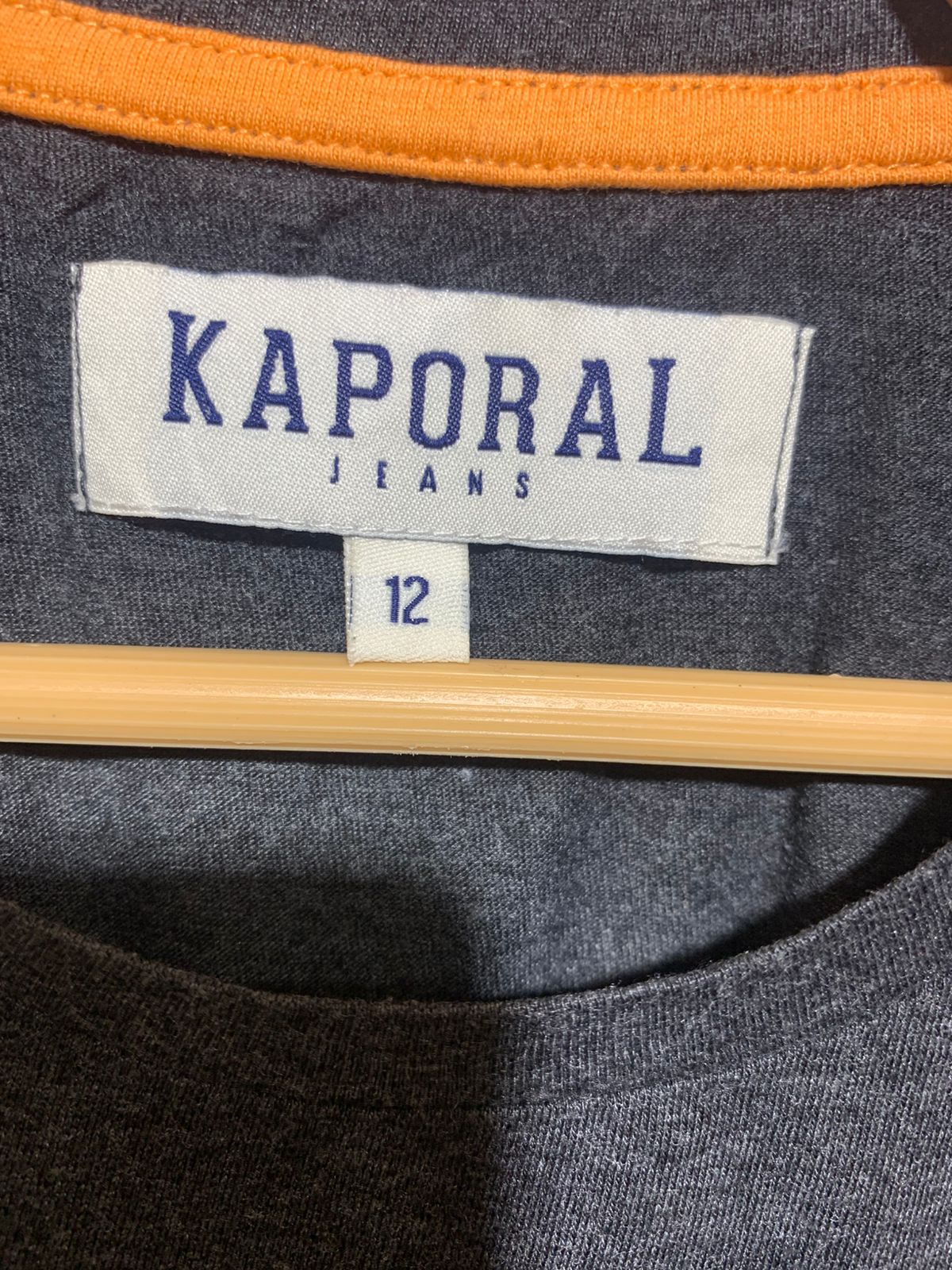 Kaporal Jeans Boys Charcoal Heather Embossed Logo Tee - Size Estimated Age 12Y AB1