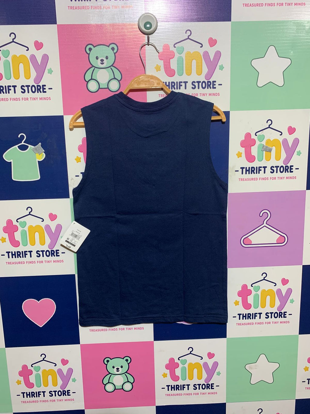 Way to Celebrate! Boys Navy Blue "Revved up for Freedom" Muscle Tank – Size (10-12) Estimated Age 10-12 Years AB1