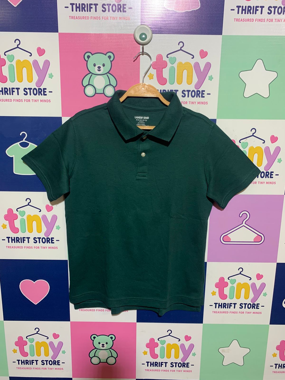 Lands' End Boys' Evergreen Short Sleeve Mesh Polo Shirt - Size Estimated Age 10-11 Years AB1