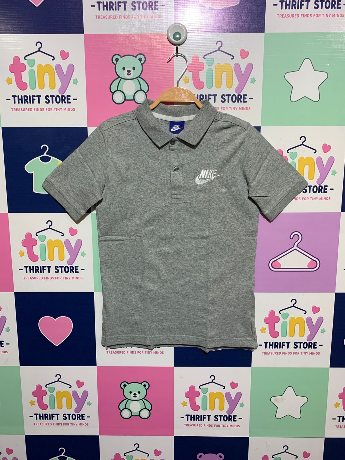 Nike Sportswear Boys' Heather Grey Embroidered Logo Polo - Size Estimated Age 9-10 Years AB1