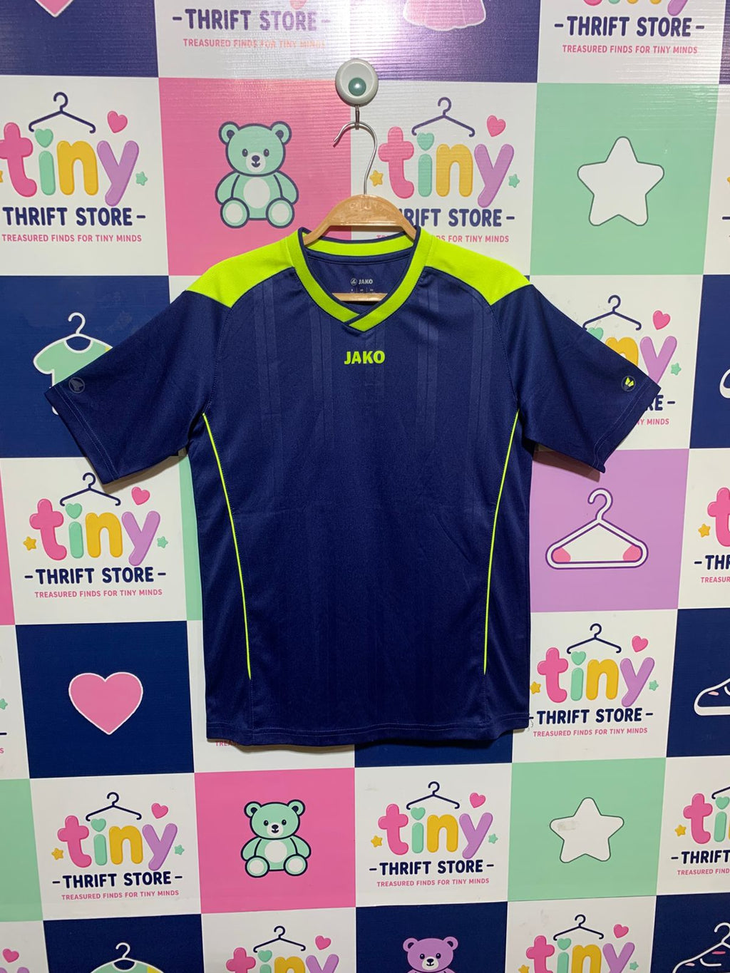 JAKO Boys' Navy & Neon Yellow Striker Training Jersey - Size Estimated Age 11-12 Years AB1