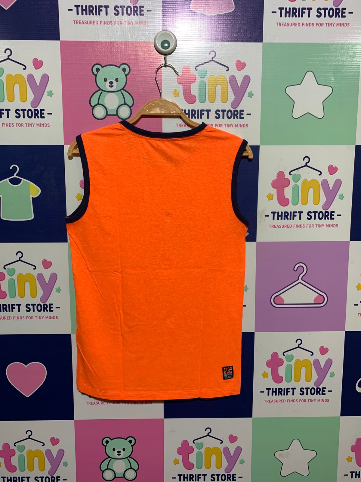 Tygo & Vito Boys Neon Orange "See You Nexterday" Graphic Sleeveless Tank - Size 146/152 (Age 11-12Y) AB1