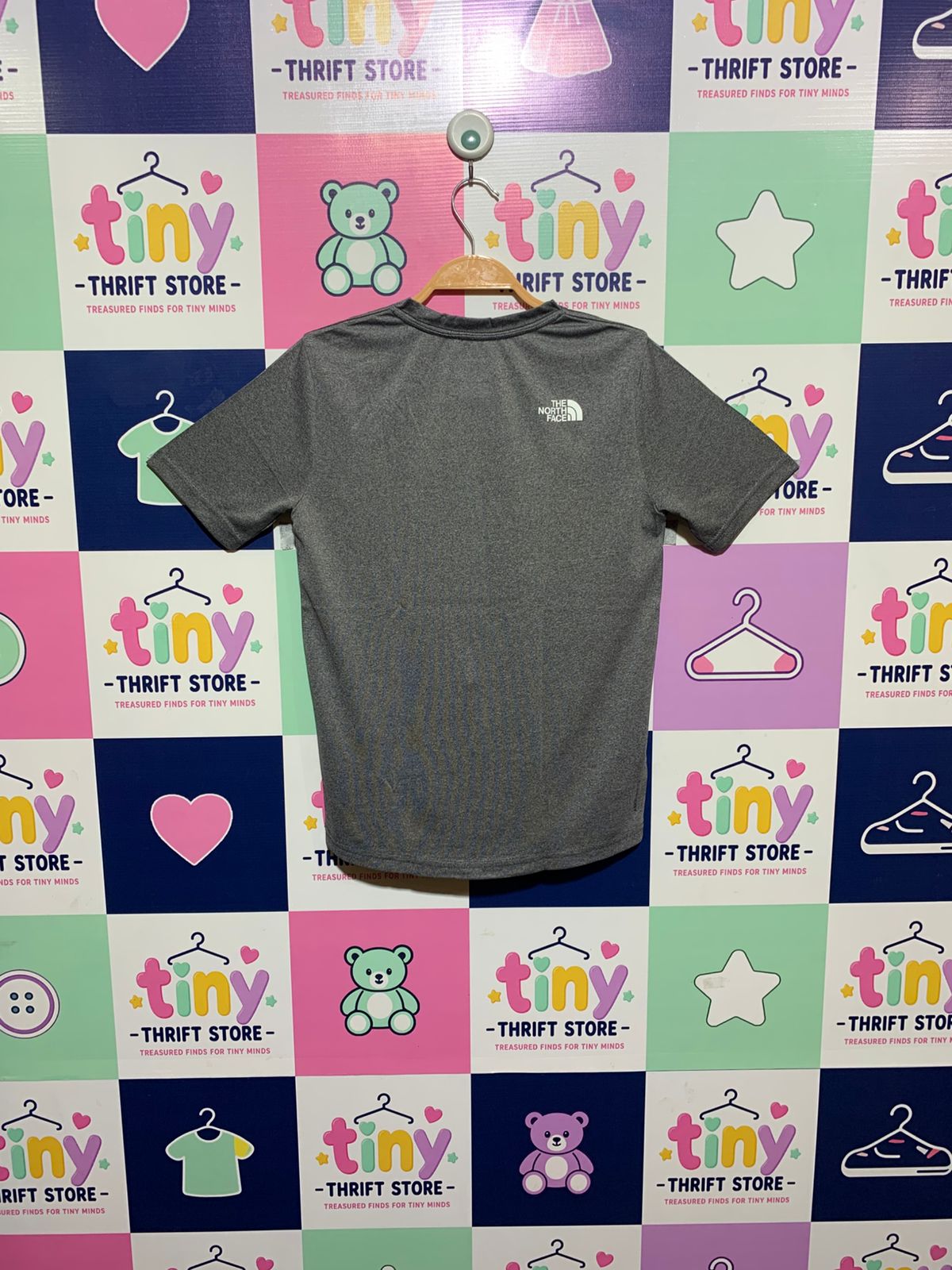The North Face Boys Grey Heather Logo Graphic Performance Tee - Size M (10-12) AB1