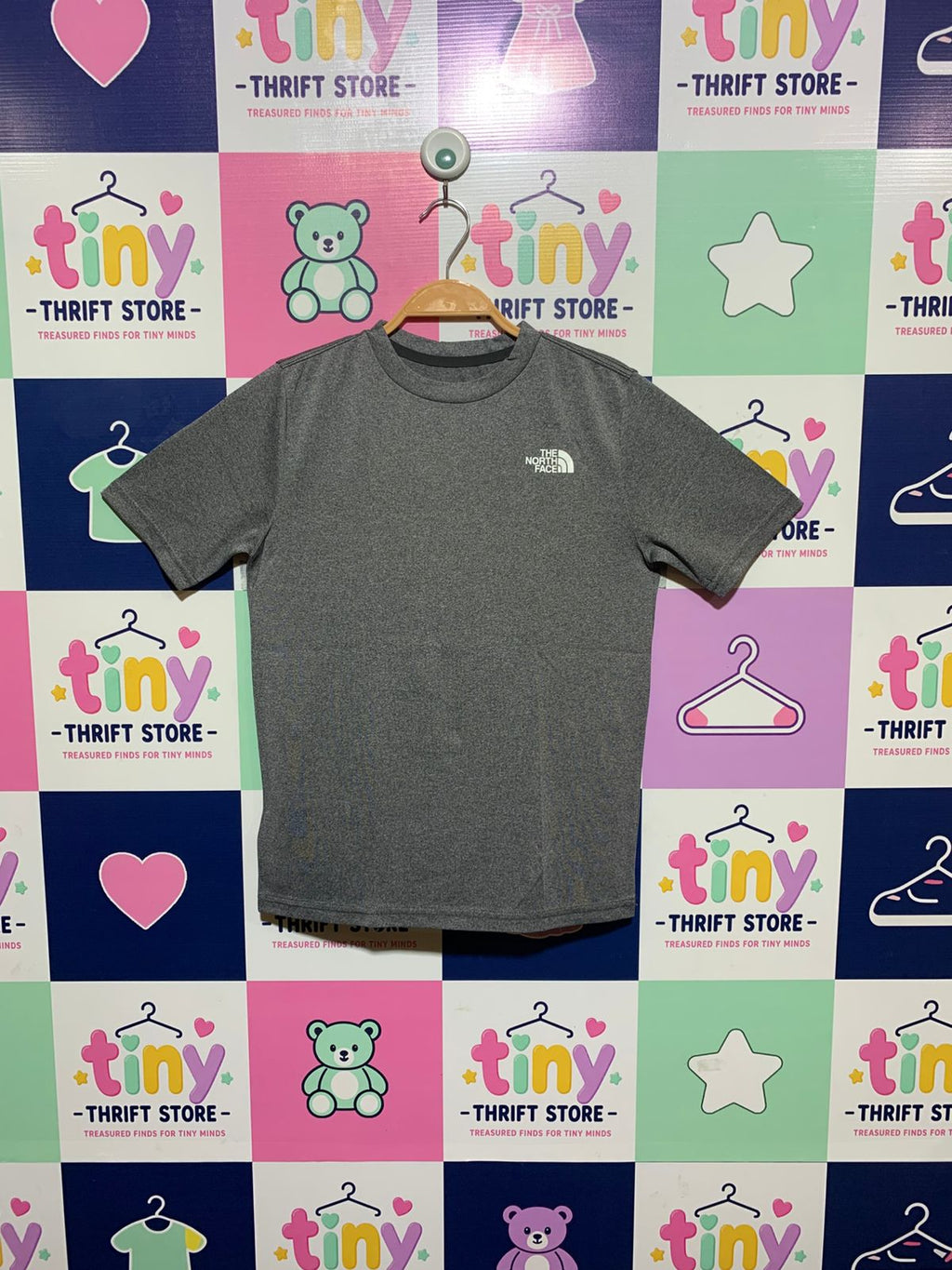 The North Face Boys Grey Heather Logo Graphic Performance Tee - Size M (10-12) AB1