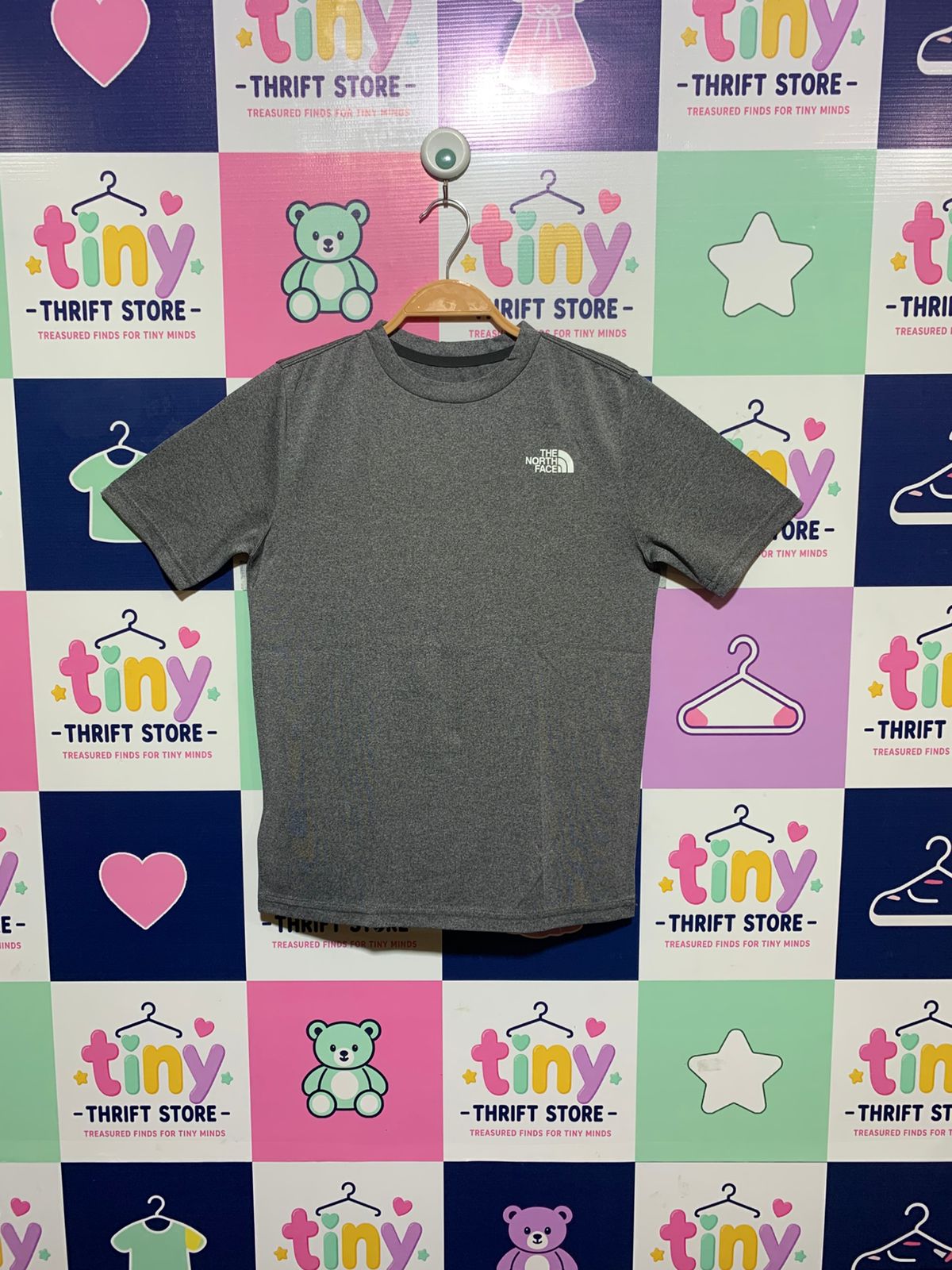 The North Face Boys Grey Heather Logo Graphic Performance Tee - Size M (10-12) AB1