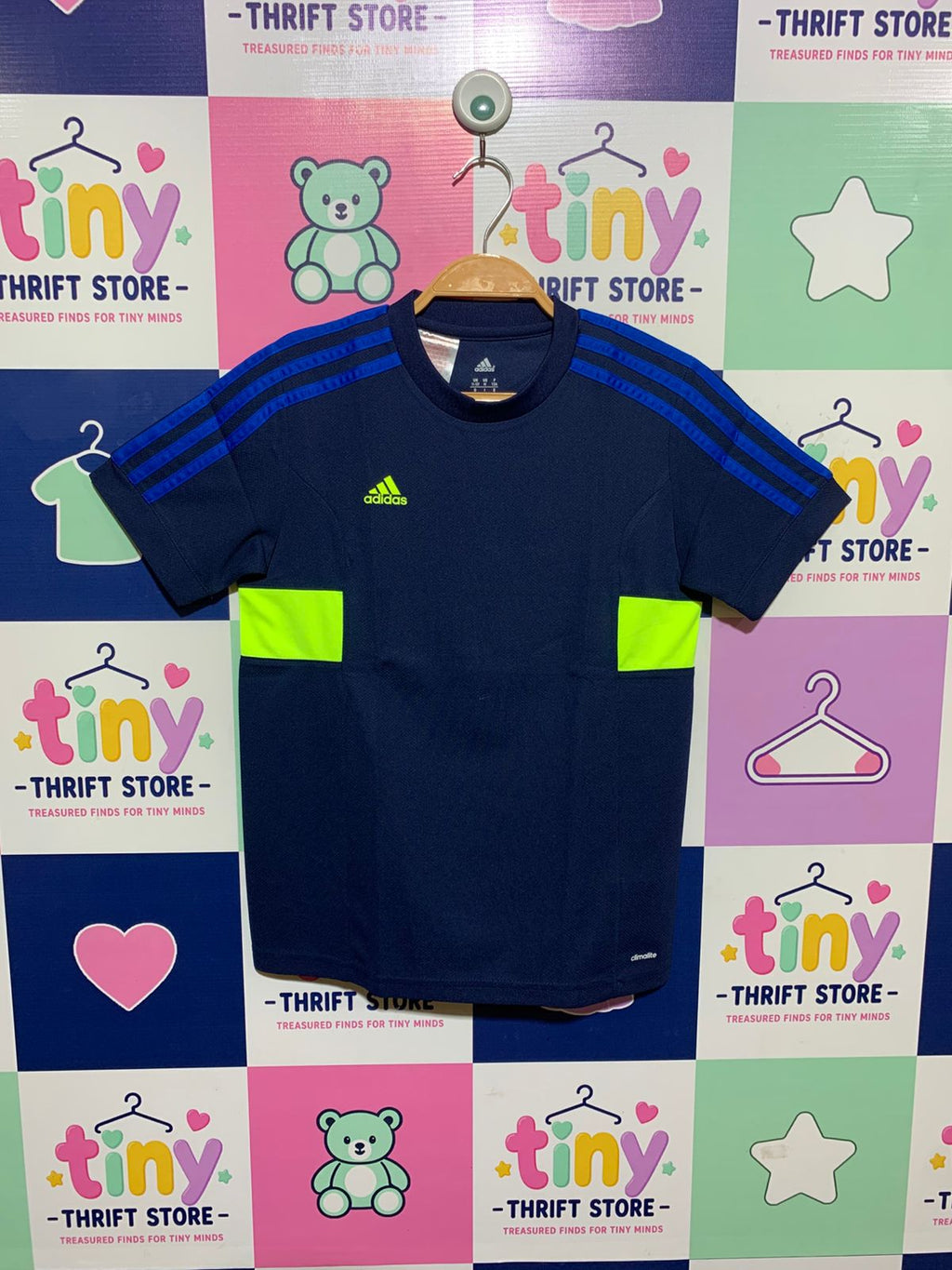 Adidas Boys Navy & Volt "Nitrocharge" Climalite Performance Soccer Tee - Size US M (10-12Y) AB1