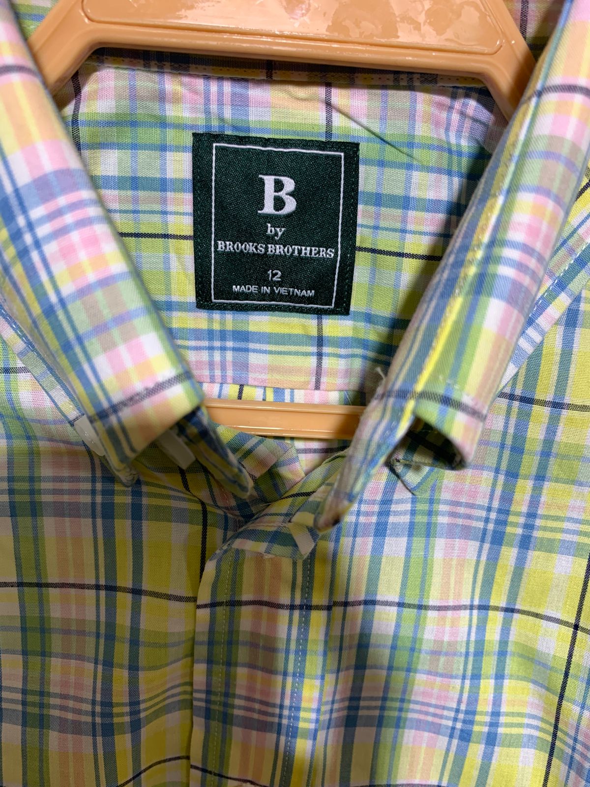 Brooks Brothers Boys "Spring Madras" Plaid Button-Down Long Sleeve Shirt - Size 12 AB1