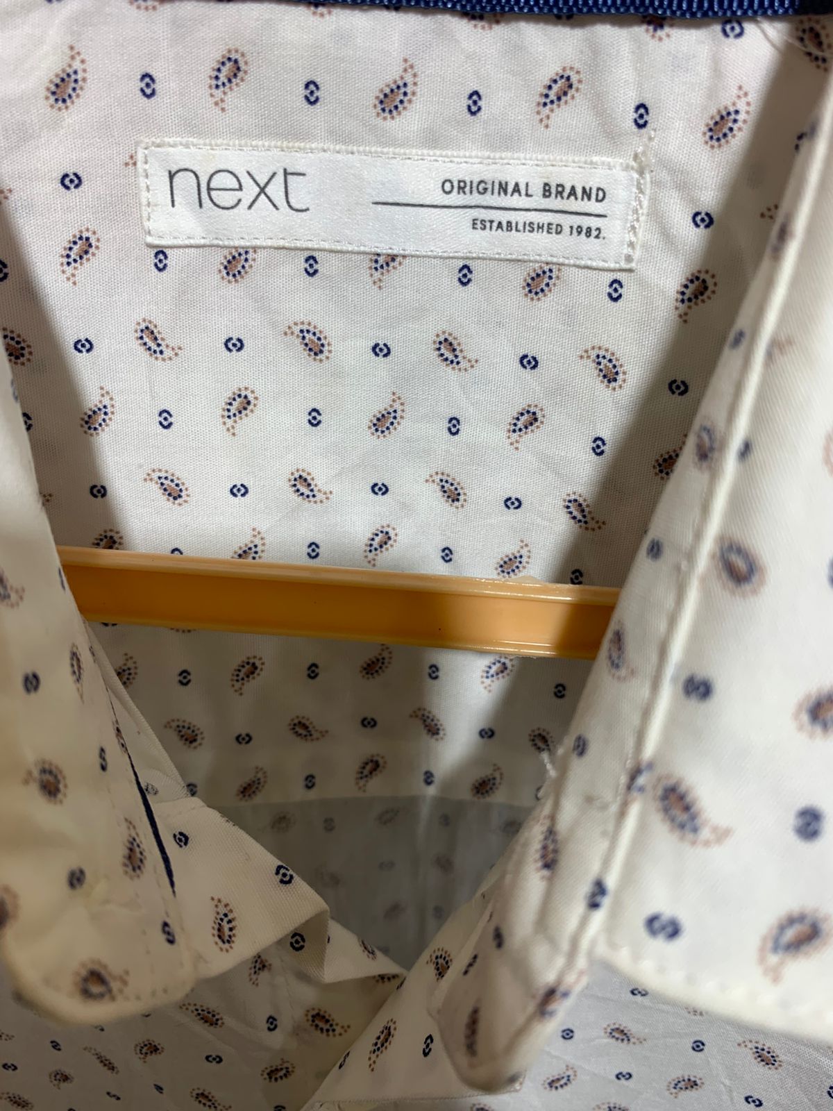 Next Boys "Original Brand" White Paisley Long Sleeve Button-Down Shirt - Size Estimated Age 11Y AB1