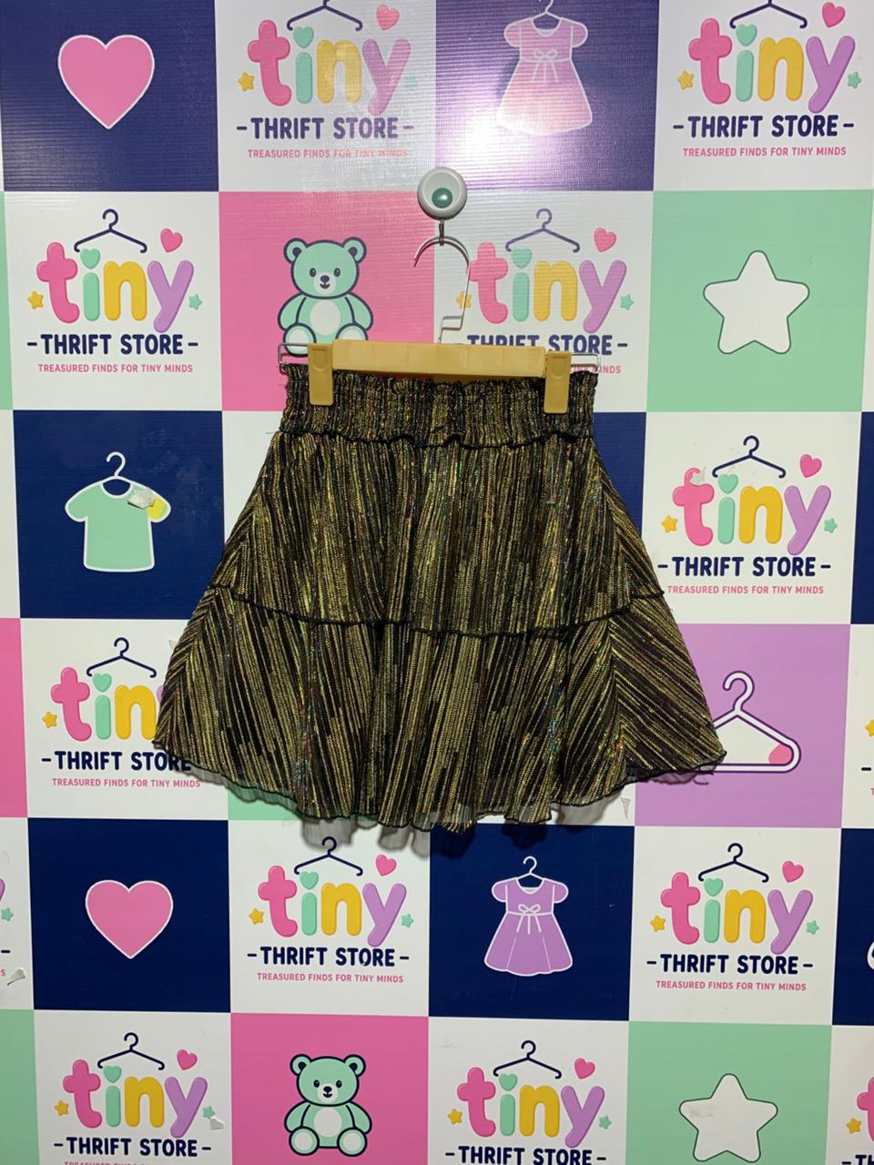 Btween Girls Metallic Gold Shimmer Tiered Ruffle Skirt - Size Estimated Age 12 Years AB1