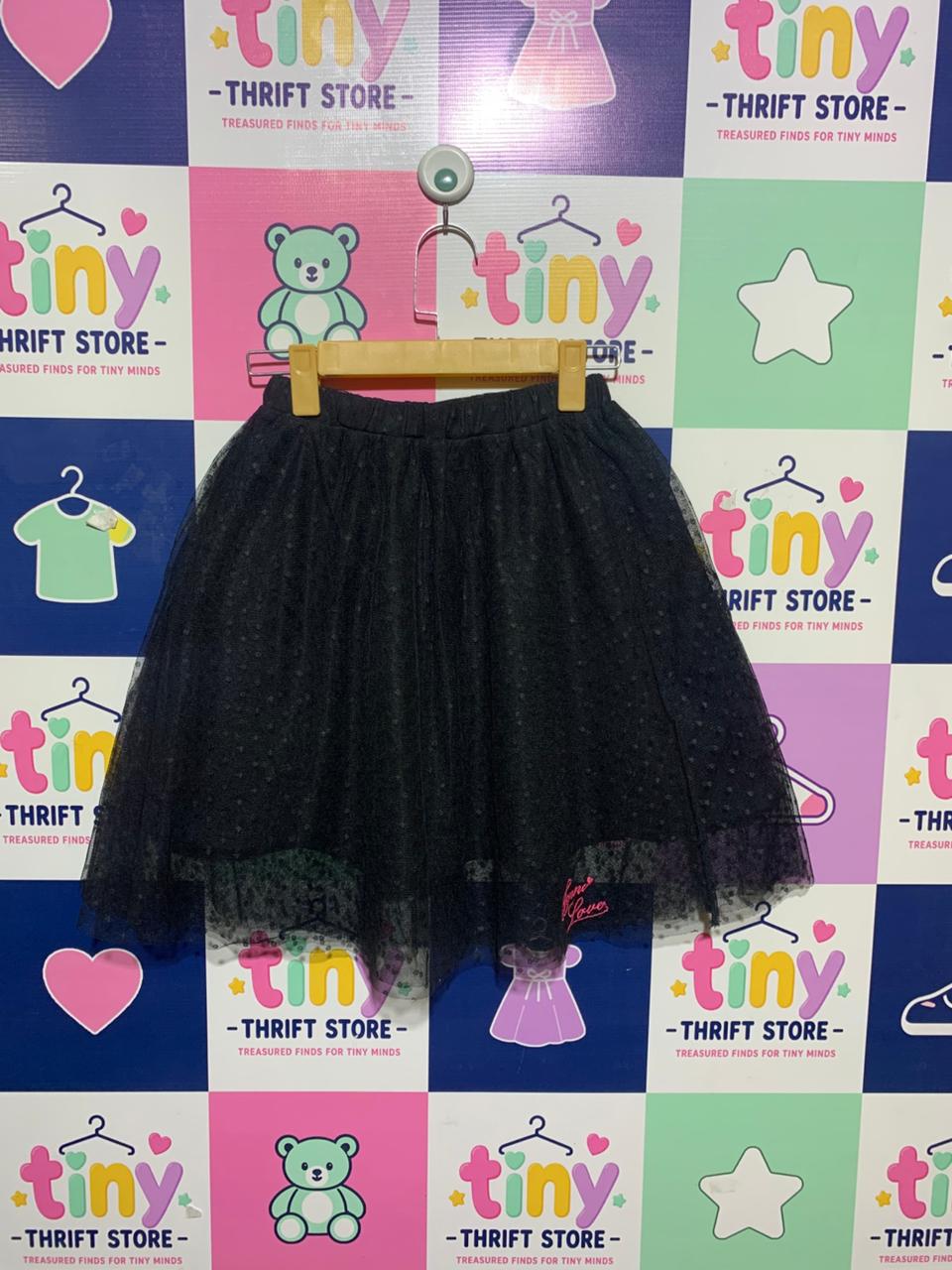 Jenni Girls Black Polka Dot Tulle Tutu Skirt - Size Estimated Age 11-12 Years AB1