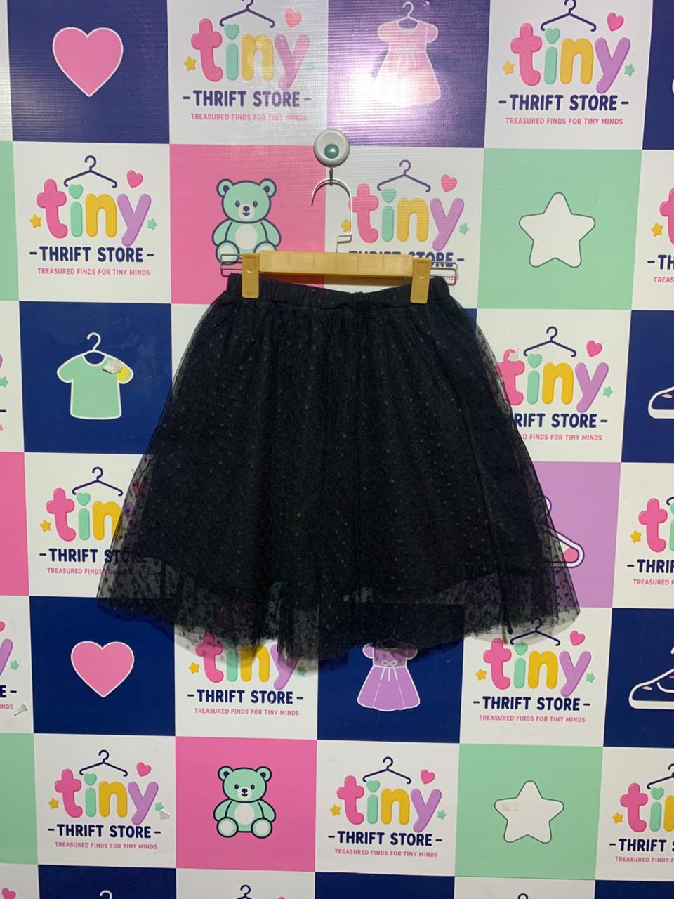 Jenni Girls Black Polka Dot Tulle Tutu Skirt - Size Estimated Age 11-12 Years AB1