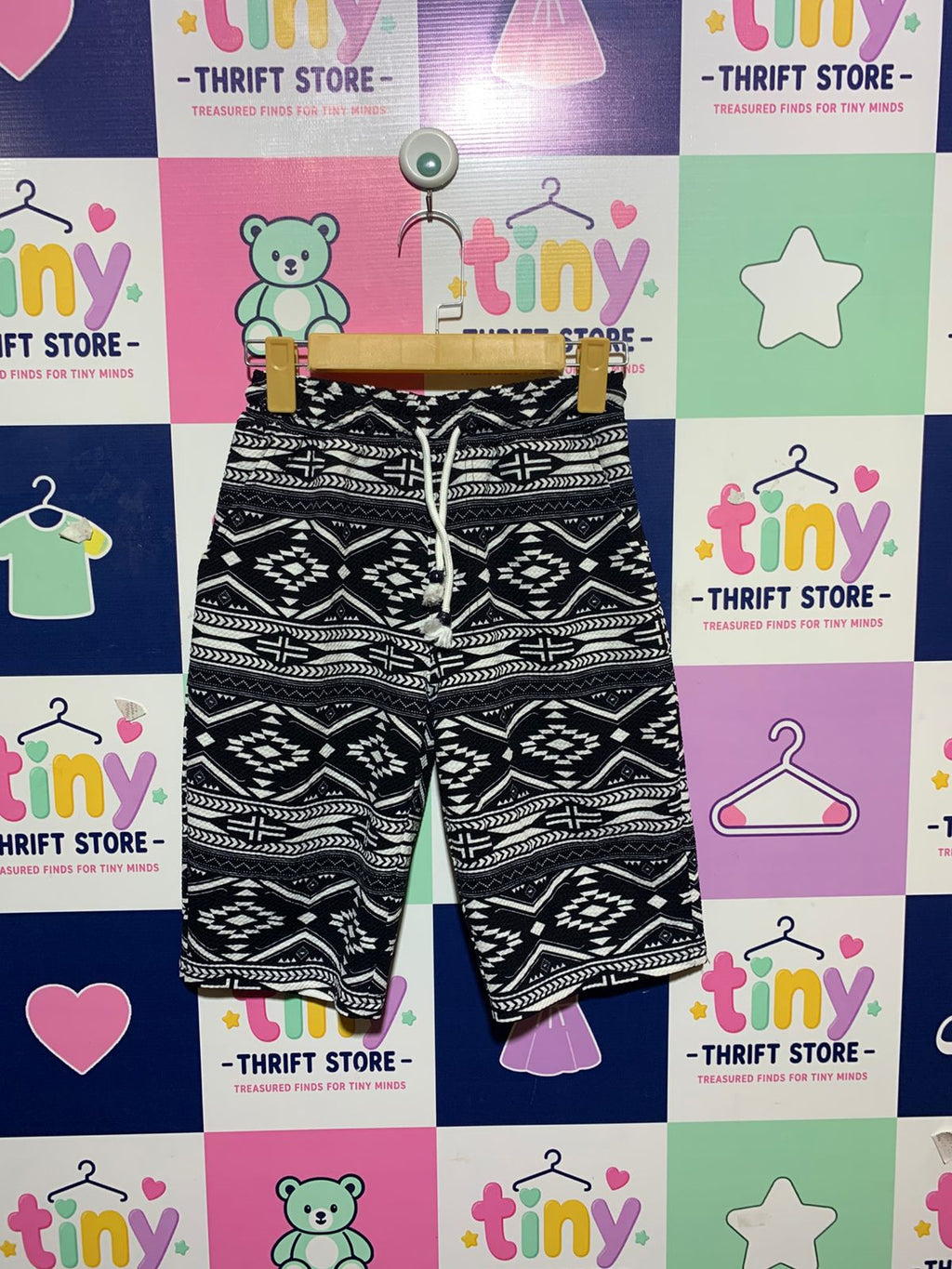 Unbranded Japanese Import Kids Aztec Geometric Print Drawstring Shorts - Size Estimated Age 11-13 Years AB1