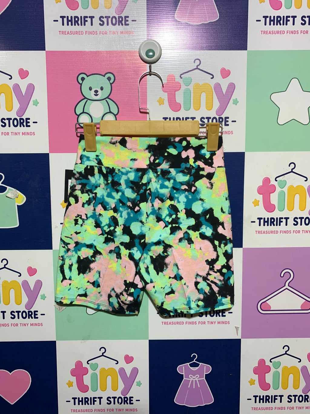Art Class Girls Tie-Dye V-Crossover Waistband Bike Shorts - Size L (Estimated Age 10-12 Years) AB1