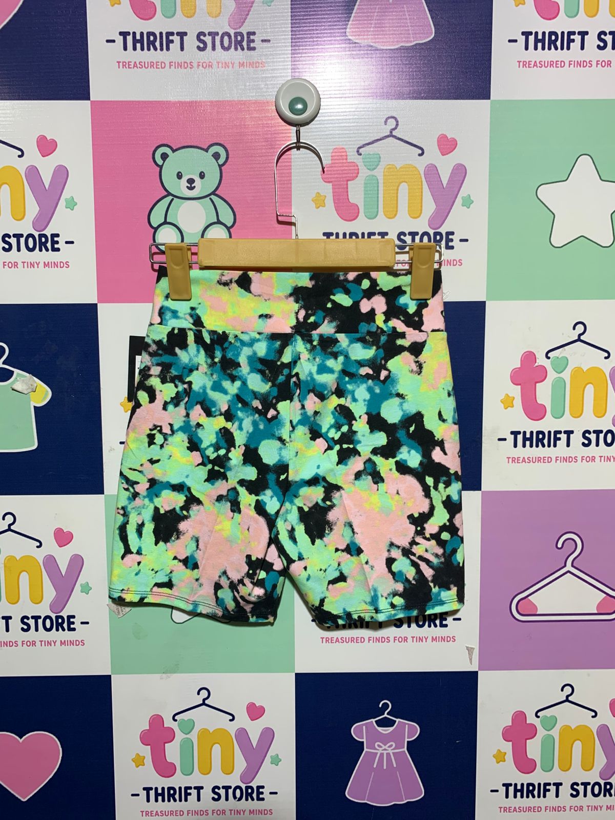 Art Class Girls Tie-Dye V-Crossover Waistband Bike Shorts - Size L (Estimated Age 10-12 Years) AB1