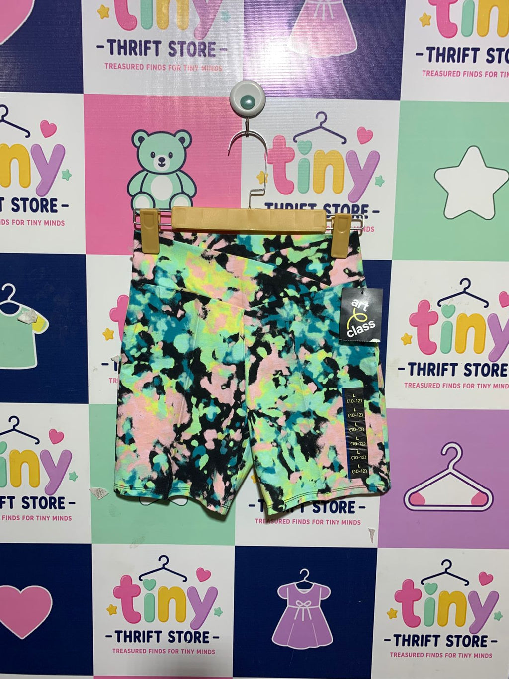 Art Class Girls Tie-Dye V-Crossover Waistband Bike Shorts - Size L (Estimated Age 10-12 Years) AB1