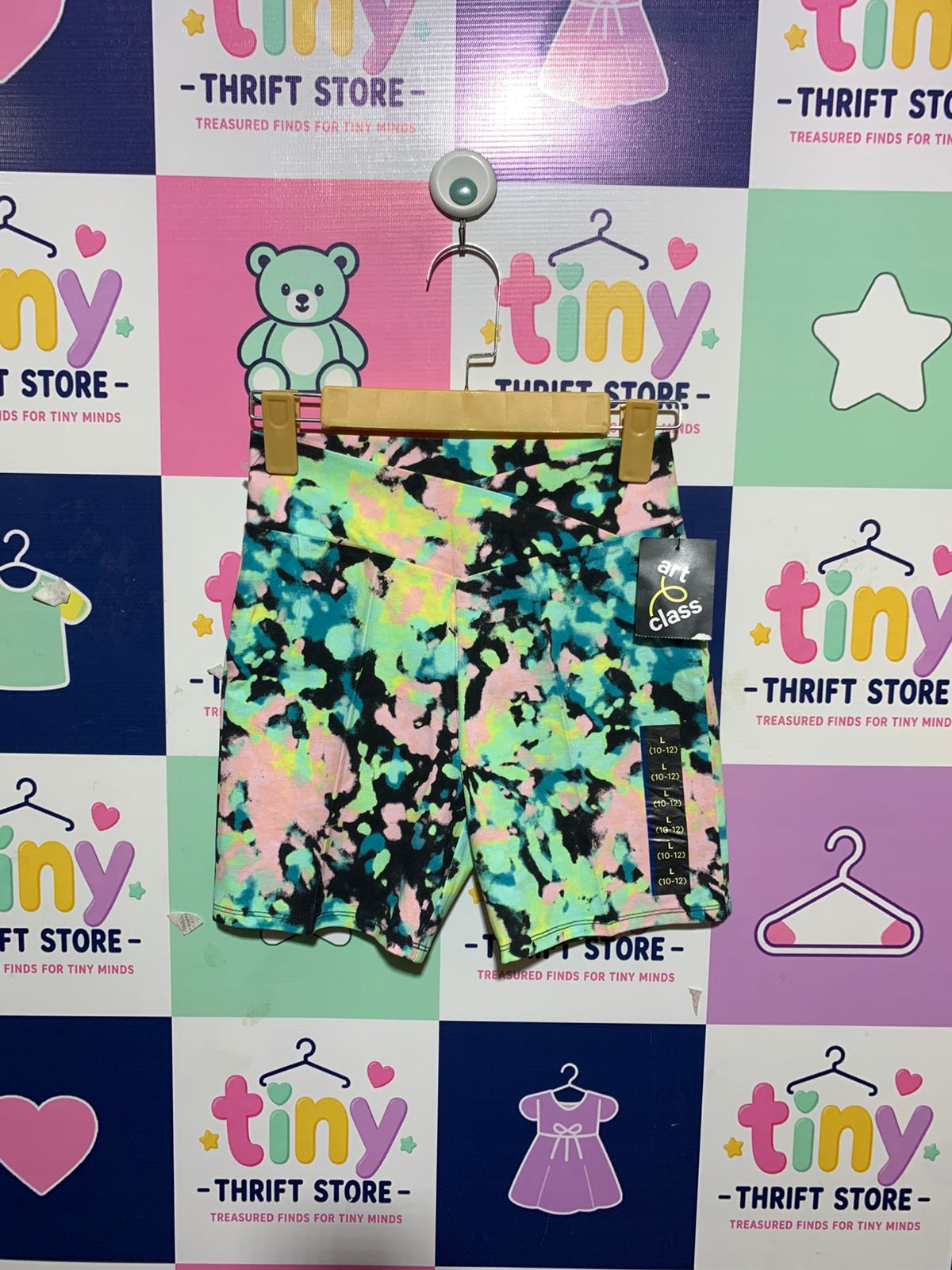 Art Class Girls Tie-Dye V-Crossover Waistband Bike Shorts - Size L (Estimated Age 10-12 Years) AB1