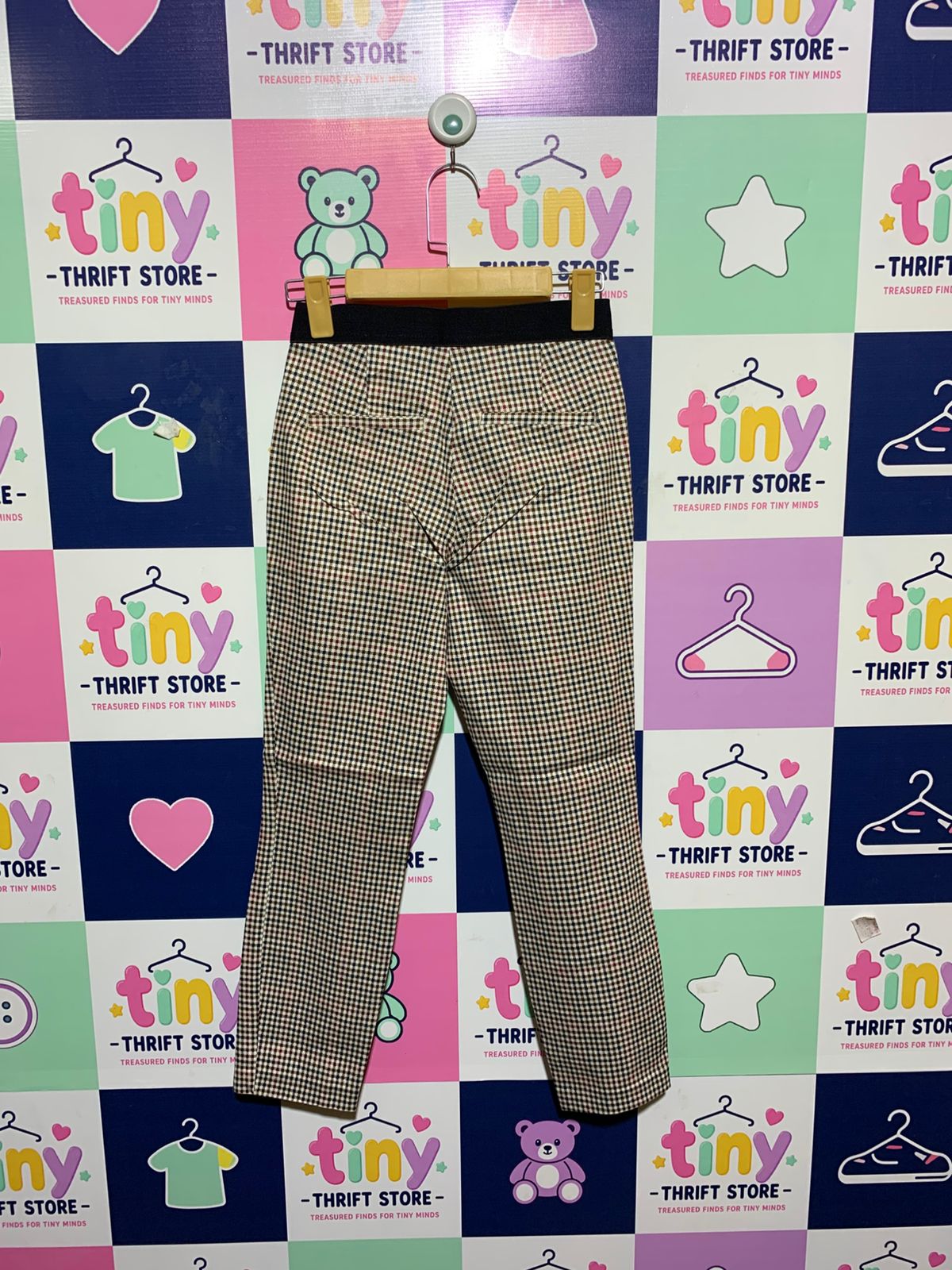H&M Girls Plaid Ankle-Length Trousers with Elastic Waistband - Size EUR 32P (Petite / Teen Size 11-12Y) AB1