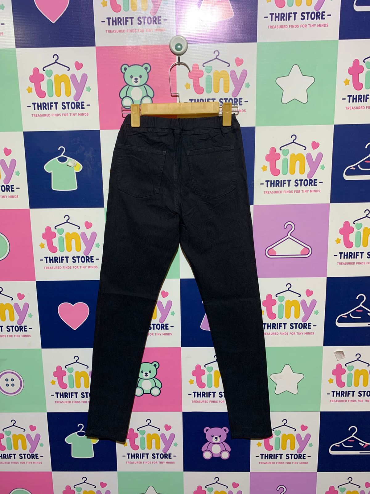 GU Japan Kids Solid Black Ultra-Stretch Skinny Leggings Pants - Size 150 Estimated Age 11-12 Years AB1