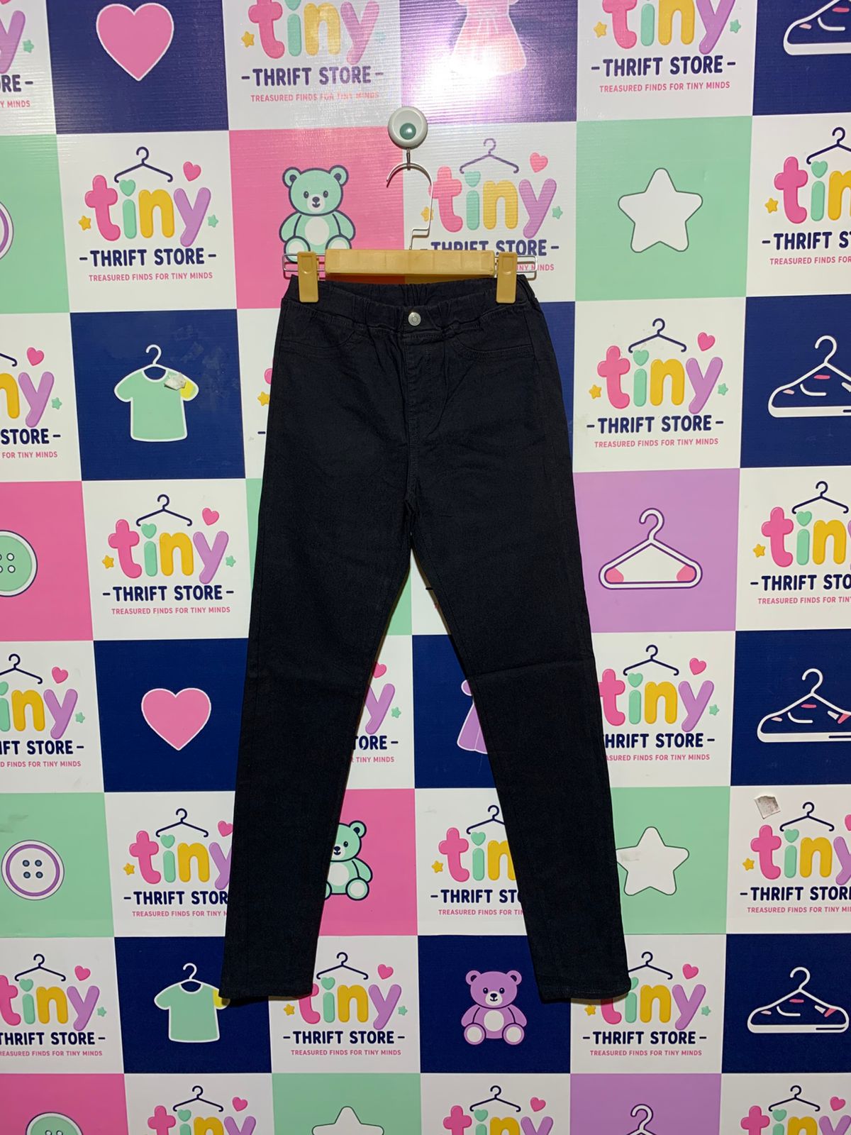 GU Japan Kids Solid Black Ultra-Stretch Skinny Leggings Pants - Size 150 Estimated Age 11-12 Years AB1