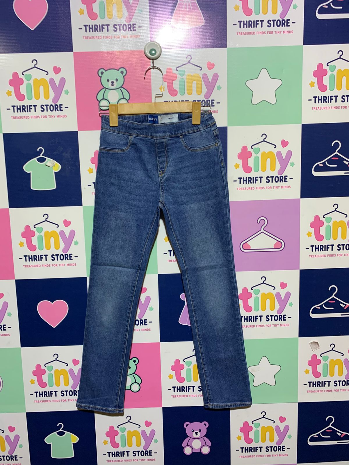 Old Navy Kids Built-In Flex Skinny Pull-On Jeans - Size L (10-12) (Estimated Age 10-12 Years) AB1
