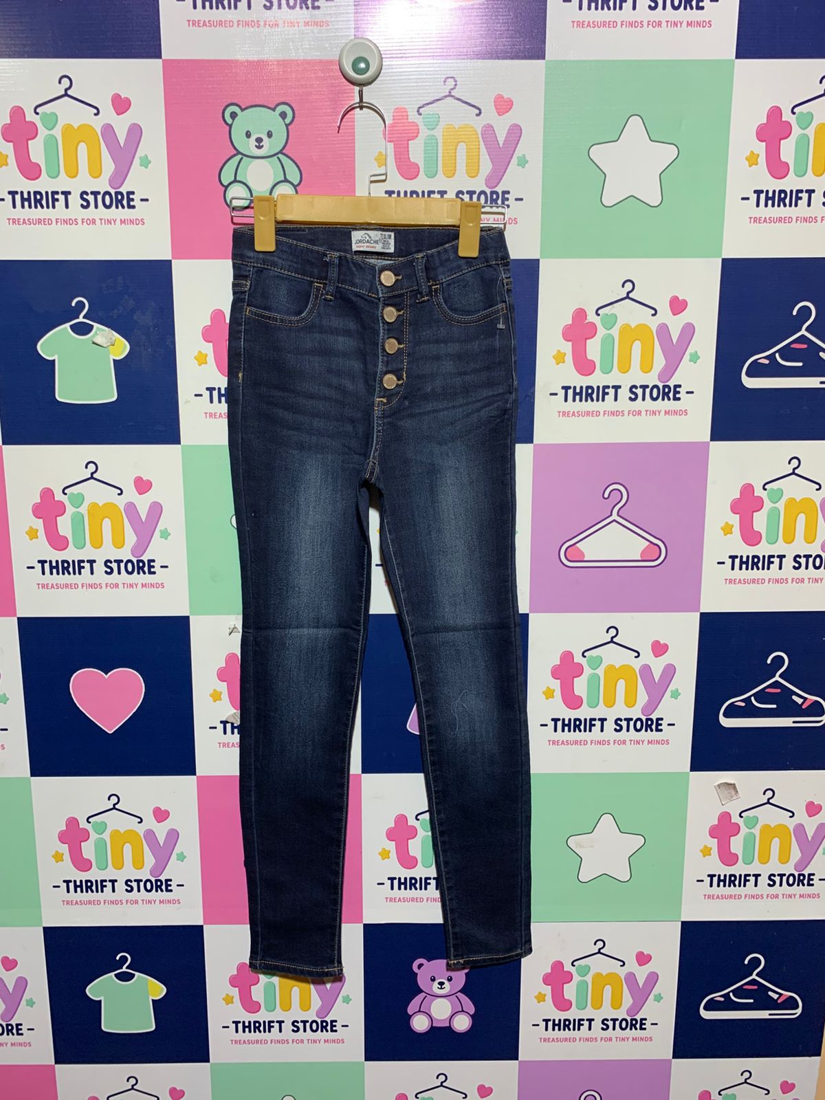 Jordache Girls High-Rise Super Skinny Button-Fly Jeans - Size 12 Slim (Estimated Age 11-12 Years) AB1